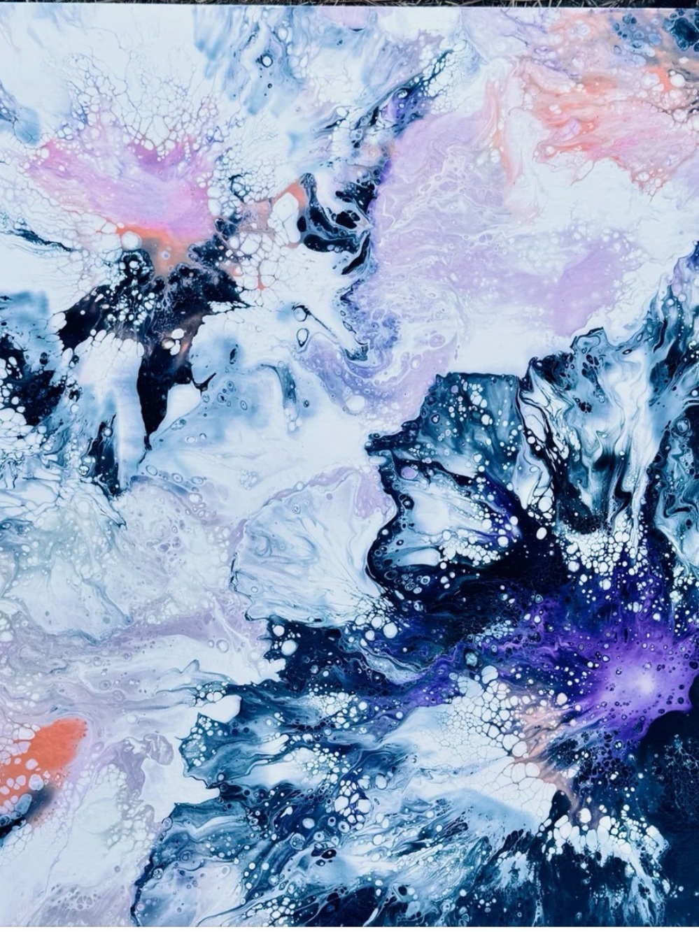 Abstract Fluid Art Canvas Print in Blue, Purple, White - Unbranded